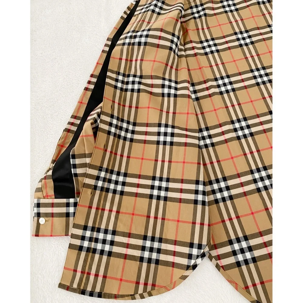 NWT Burberry Satin Stripe Vintage Check Shirt - Picture 13 of 16